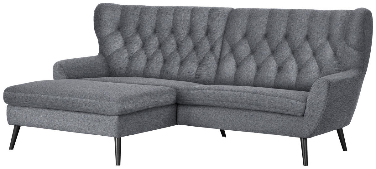 ECKSOFA in Mikrofaser Grau  - Schwarz/Grau, Design, Holz/Textil (165/237cm) - Stylife