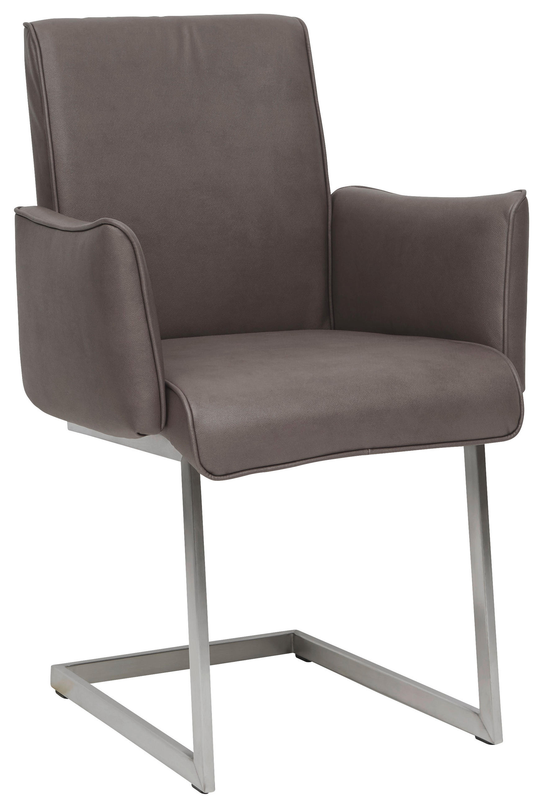 ARMLEHNSTUHL  in Stahl Mikrofaser  - Edelstahlfarben/Braun, Design, Textil/Metall (63/91/60cm) - Dieter Knoll