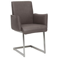 ARMLEHNSTUHL  in Stahl Mikrofaser  - Edelstahlfarben/Braun, Design, Textil/Metall (63/91/60cm) - Dieter Knoll