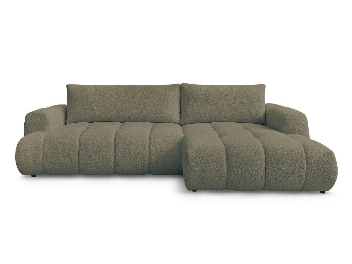 ECKSCHLAFSOFA FUJI Bouclé Grün  inkl.  - Schwarz/Grün, MODERN, Kunststoff/Textil (292/160cm)