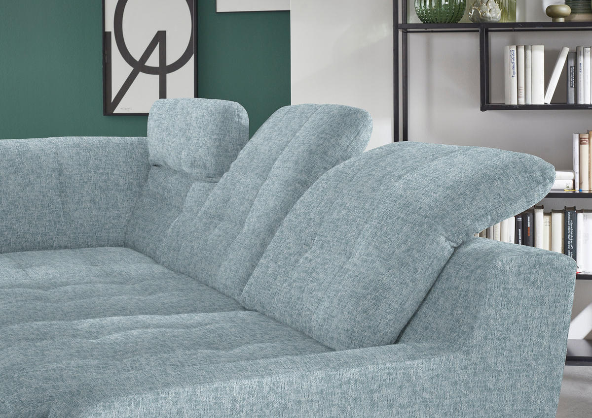 HÖRNSOFFA i chenille pastellblå  - svart/pastellblå, Klassisk, metall/textil (200/281cm) - MID.YOU
