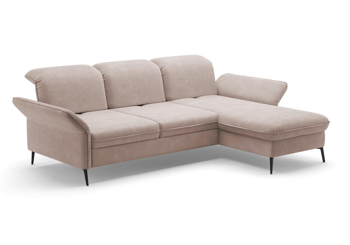 ECKSOFA in Flachgewebe Greige  - Greige/Schwarz, Konventionell, Textil/Metall (264/198cm) - Sit & More