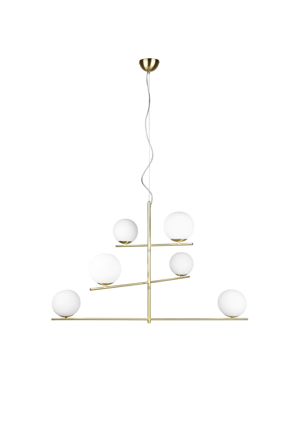 HÄNGELEUCHTE 115/80/150 cm    - Weiss/Messingfarben, Design, Glas/Metall (115/80/150cm) - Trio Leuchten