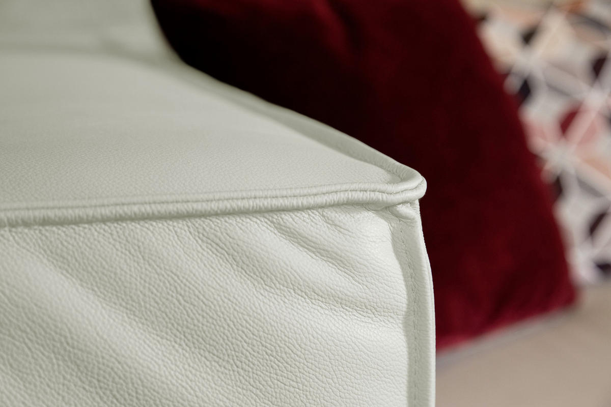 ECKSOFA in Echtleder Weiss  - Weiss/Schwarz, Modern, Leder/Kunststoff (300/164cm) - W.Schillig