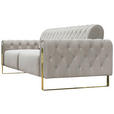 3-SITZER-SOFA Velours Beige  - Beige/Goldfarben, KONVENTIONELL, Textil/Metall (264/90/97cm) - Carryhome