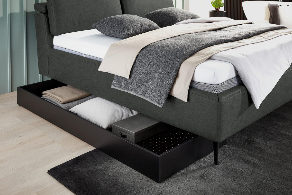 POLSTERBETT 160/200 cm  in Dunkelgrau  - Hellbraun/Dunkelgrau, Design, Holz/Textil (160/200cm) - Johann Jakob
