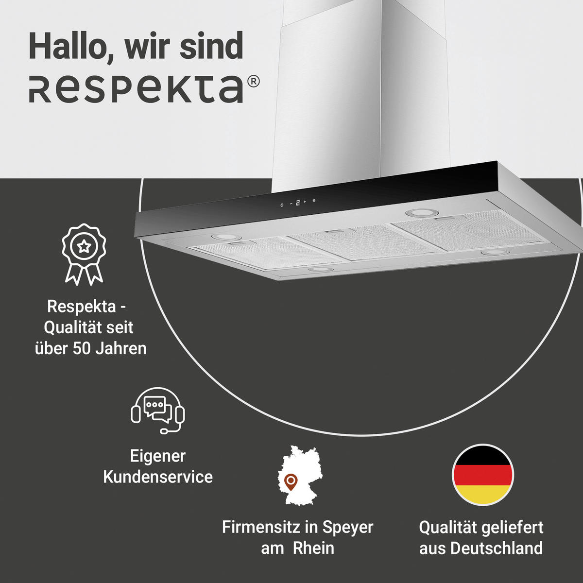 DUNSTABZUGSHAUBE CH44199IX-21  - Edelstahlfarben, Trend, Glas/Metall (89,5/65/60cm) - Respekta
