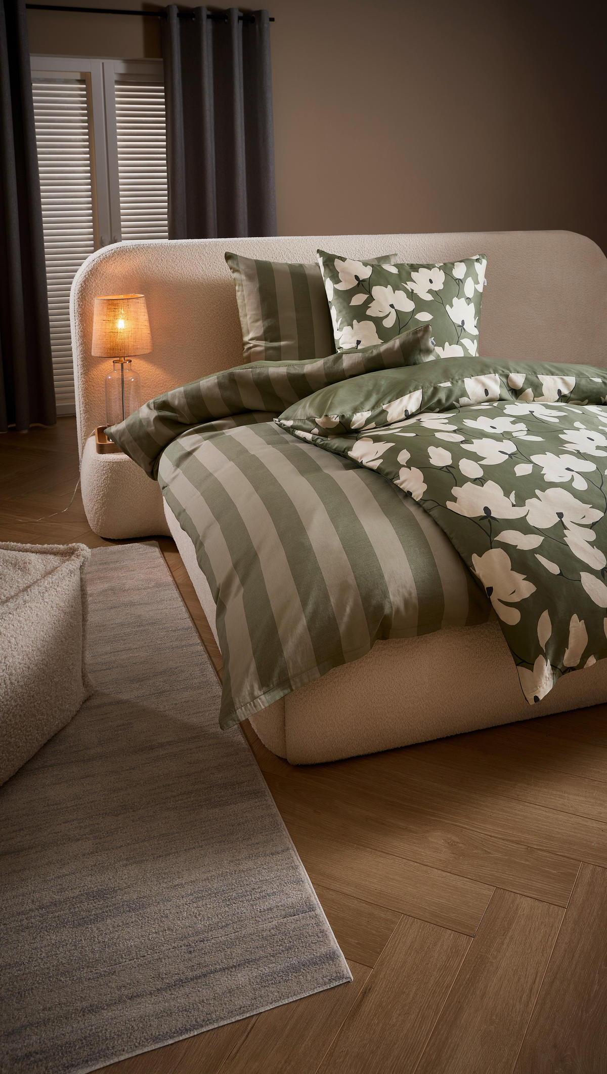 WENDEBETTWÄSCHE FELLOW Satin 135/200 cm  - Khaki/Grün, Design, Textil (135/200cm) - Schöner Wohnen