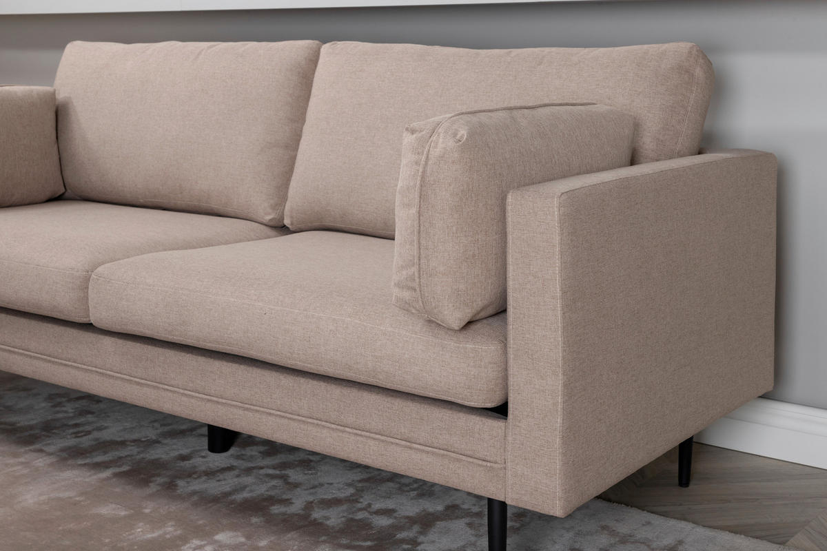 2-SITS SOFFA i metall, textil svart, ljusbrun  - brun/ljusbrun, Design, metall/textil (203/84/90cm) - Livetastic