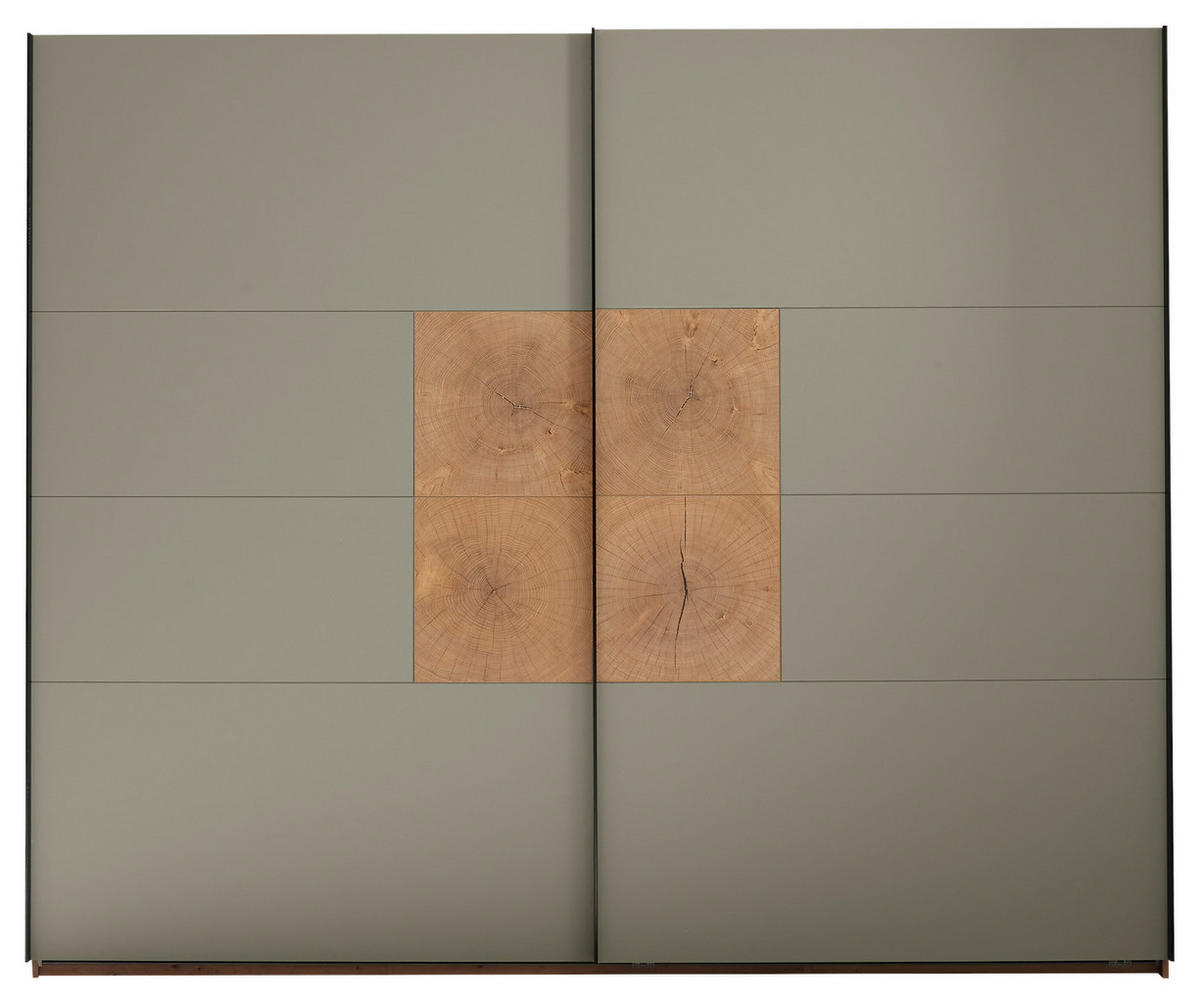 SCHWEBETÜRENSCHRANK  in Salbeigrün, Eiche Artisan  - Salbeigrün/Schwarz, KONVENTIONELL, Holzwerkstoff/Metall (270/225,5/63,7cm) - Xora