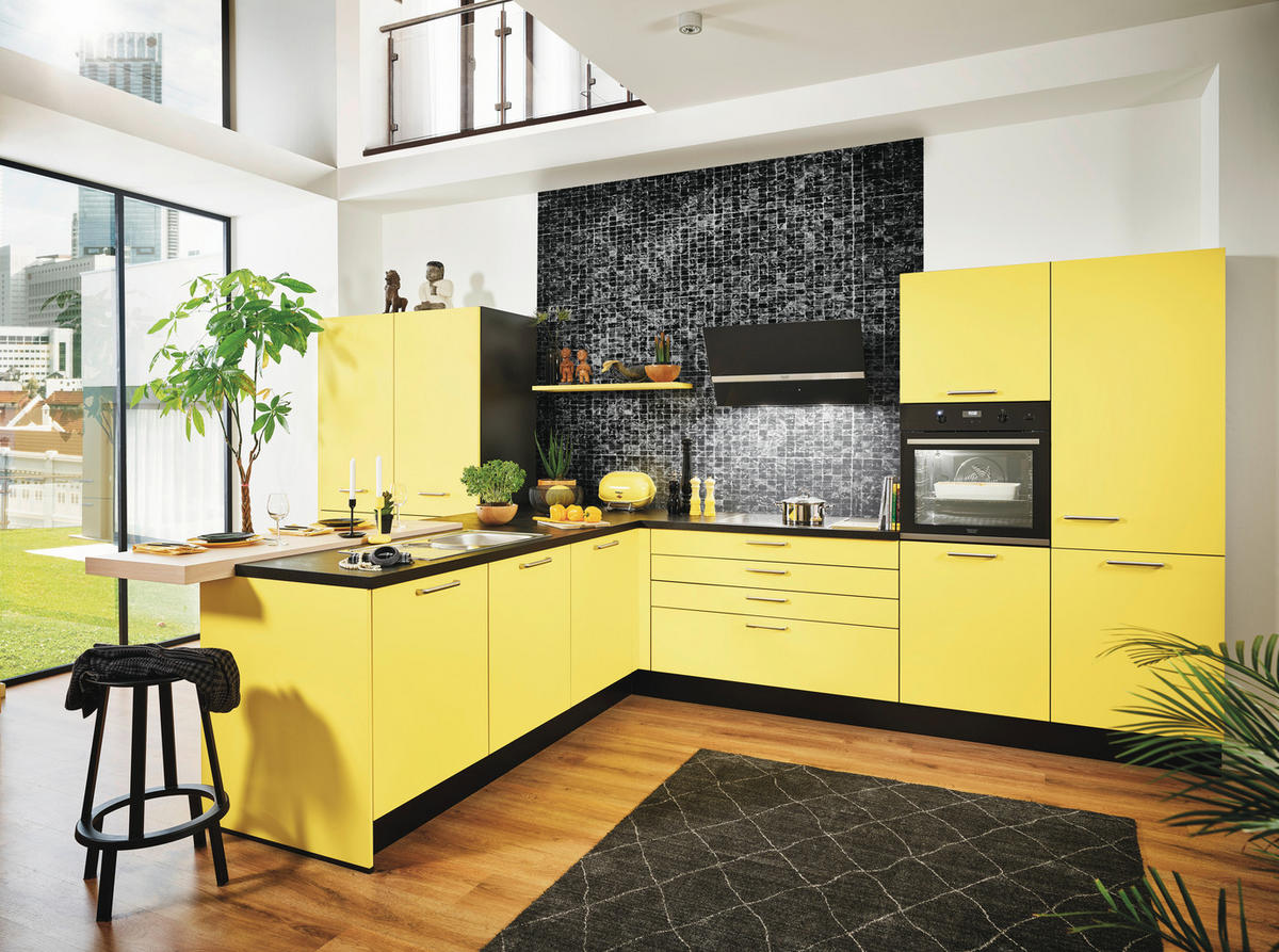 EINBAUKÜCHE   - Gelb, Design, Holzwerkstoff - Novel