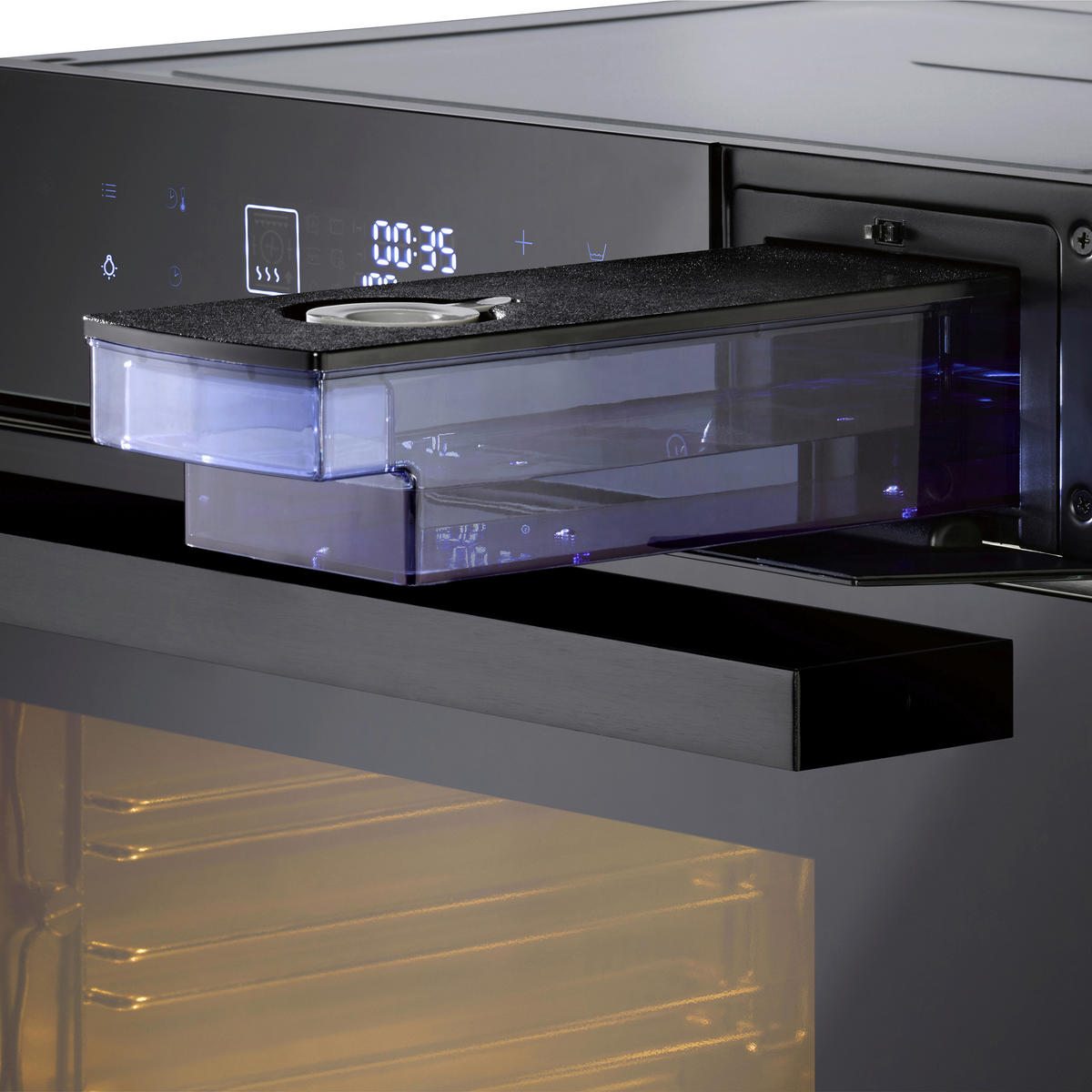 EINBAUDAMPFGARER SteamMaster E56  - Edelstahlfarben/Schwarz, Basics, Glas/Metall (59,5/45,5/55,0cm) - CASO Design
