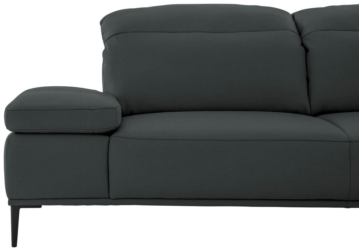 ECKSOFA  in Echtleder Schwarz  322/206 cm  - Schwarz, MODERN, Leder/Metall (322/206cm) - Chilliano
