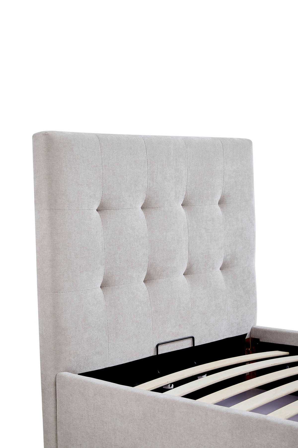 POLSTERBETT gepolstertes Kopfteil, Lattenrost, Bettkasten 90/200 cm  in Beige  - Beige/Schwarz, Design, Holz/Kunststoff (90/200cm) - Boxxx