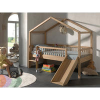 HAUSBETT Absturzsicherung, Leiter, Rutsche, Rollrost 90/200 cm  - Eichefarben/Naturfarben, MODERN, Holz (90/200cm) - Vipack