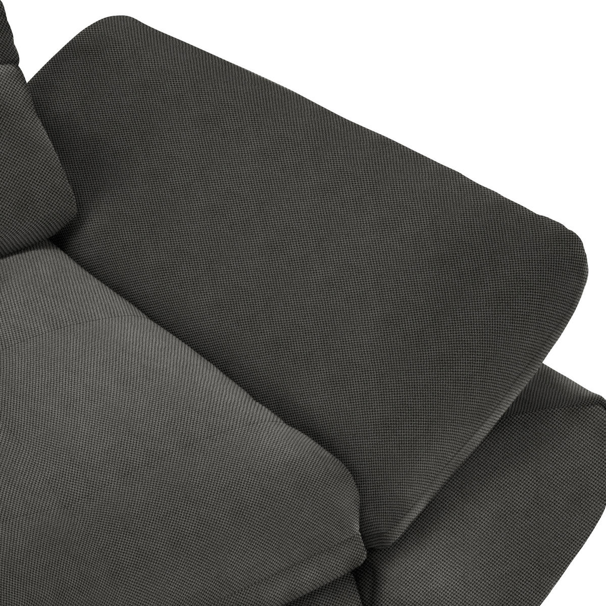ECKSOFA Flachgewebe Dunkelgrau  - Dunkelgrau/Schwarz, Design, Textil/Metall (204/341cm) - Xora