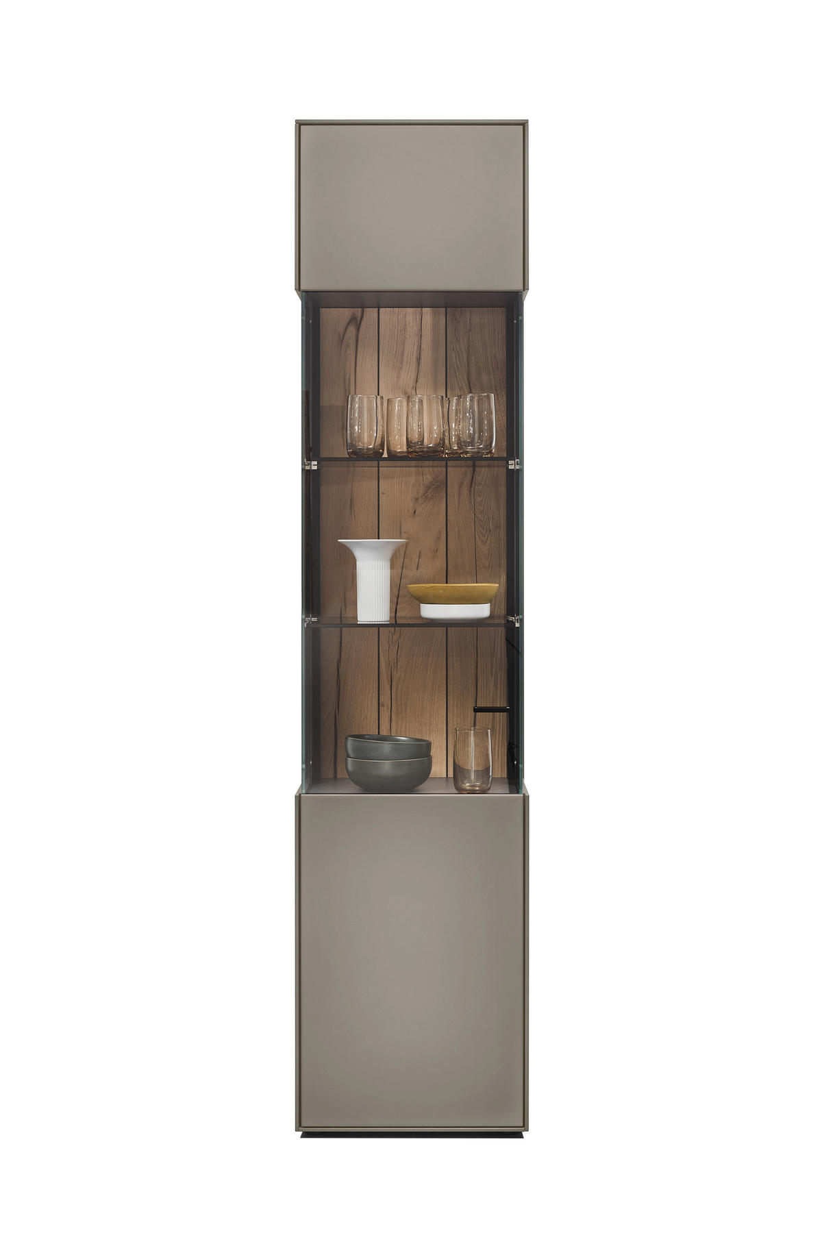 VITRINE Hellgrau  46,9/205,5/37,1 cm  - Hellgrau/Graphitfarben, Design, Glas/Holzwerkstoff (46,9/205,5/37,1cm) - Dieter Knoll