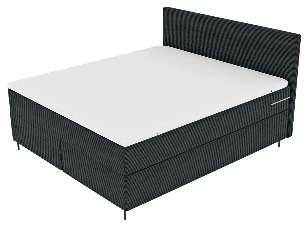 BOXSPRINGBETT 180/200 cm  in Anthrazit  - Anthrazit/Schwarz, Konventionell, Textil/Metall (180/200cm) - Carryhome