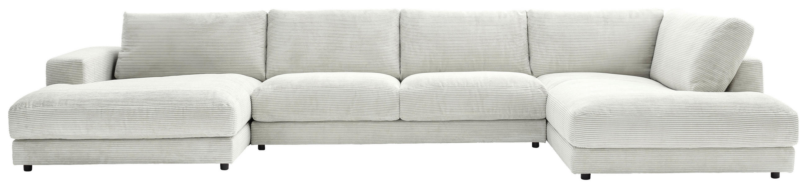 ECKSOFA Hellgrau Cord  - Hellgrau/Schwarz, Design, Kunststoff/Textil (190/425/224cm) - Hom`in