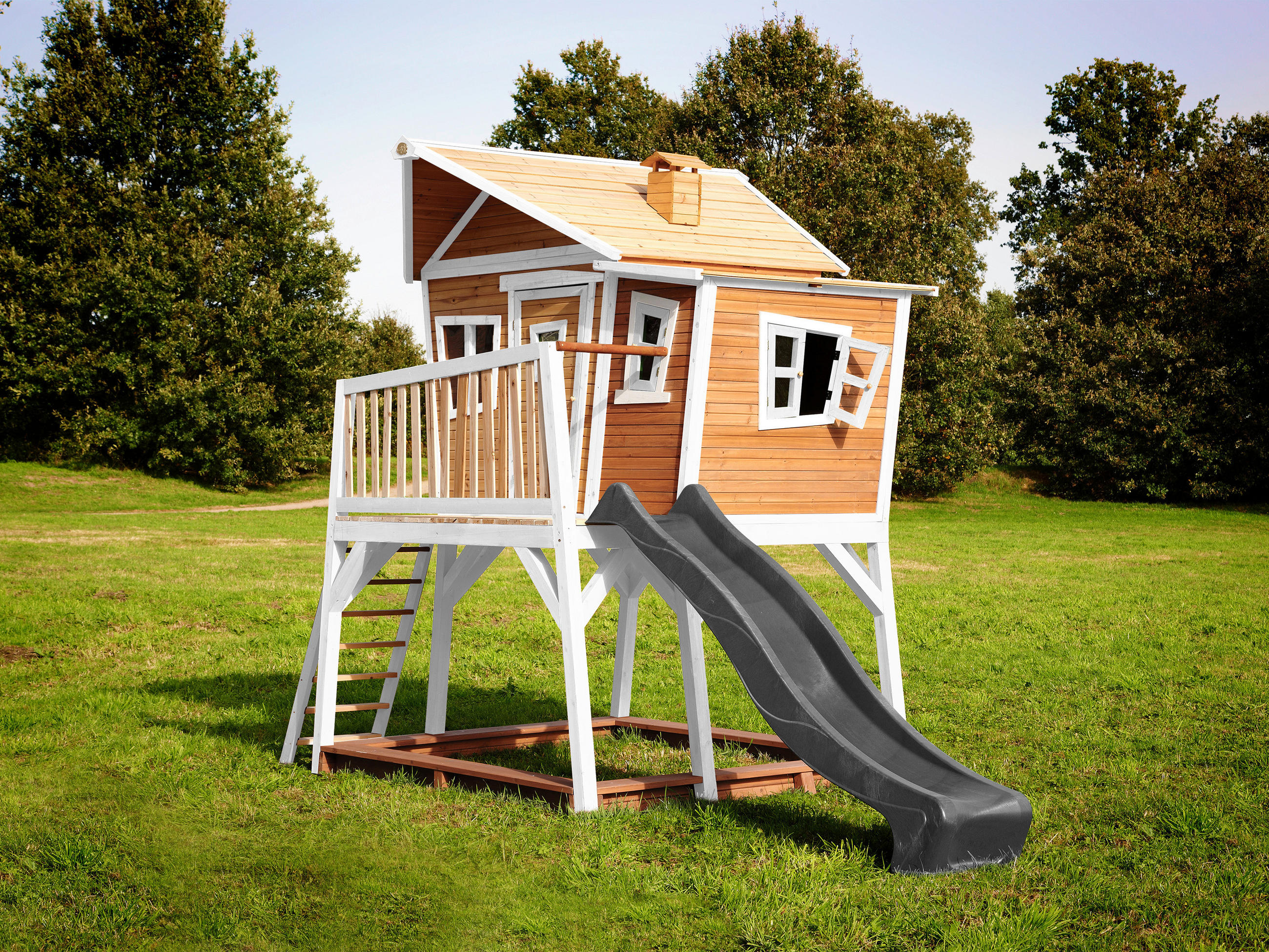 SPIELTURM 432/288/193 cm  - Braun/Weiß, KONVENTIONELL, Holz (432/288/193cm) - Ambia Garden