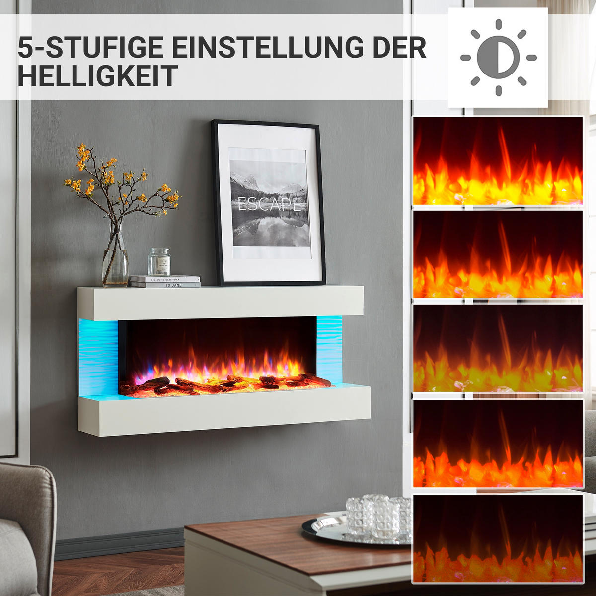 ELEKTROKAMIN - Weiß, Basics, Holzwerkstoff/Metall (100/83/28cm)