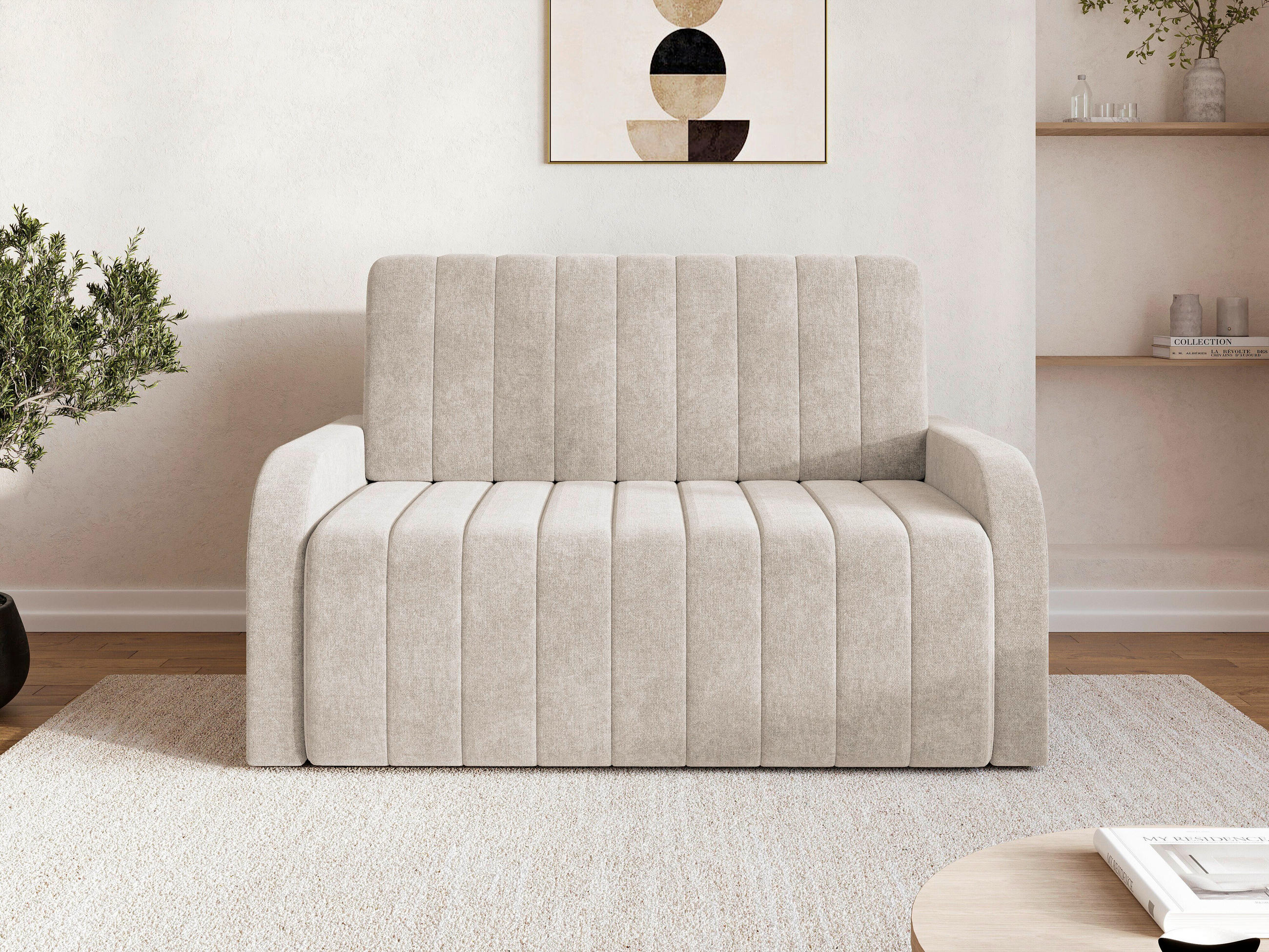 SCHLAFSOFA ALASKA 120 Taupe  inkl. Schlaffunktion, Stauraum  - Taupe/Schwarz, Design, Kunststoff/Textil (141/90/104cm) - MID.YOU