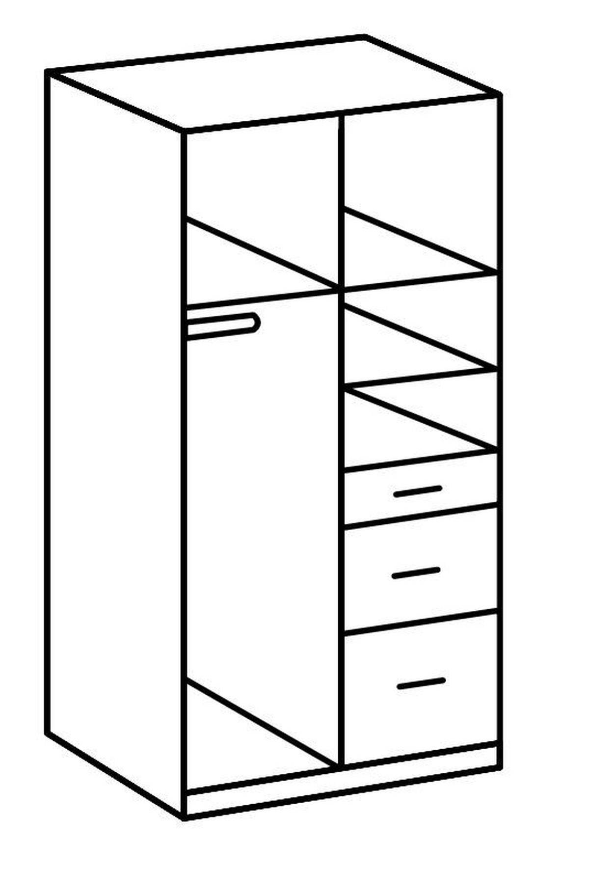 ARMOIRE À PORTES BATTANTES in Graphitfarben, Weiss  - Weiss/Alufarben, Design, Holz/Holzwerkstoff (90/199/58cm) - MID.YOU