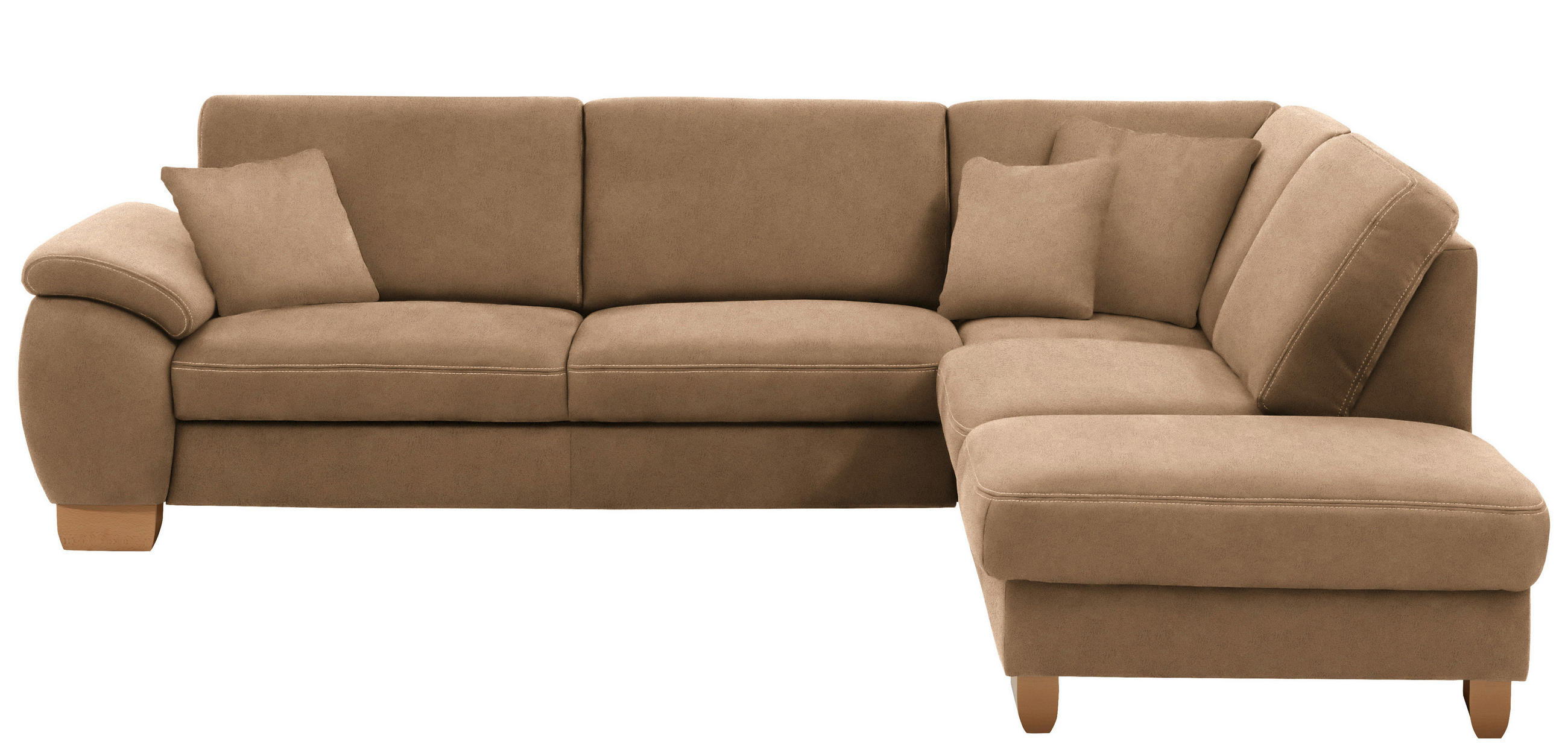 ECKSOFA in Mikrofaser Sandfarben  - Sandfarben/Wildeiche, Natur, Holz/Textil (286/236cm) - Voleo
