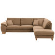 ECKSOFA in Mikrofaser Sandfarben  - Sandfarben/Wildeiche, Natur, Holz/Textil (286/236cm) - Voleo