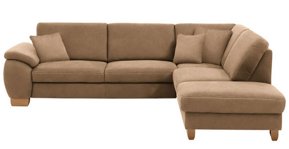 ECKSOFA in Mikrofaser Sandfarben  - Sandfarben/Wildeiche, Natur, Holz/Textil (286/236cm) - Voleo