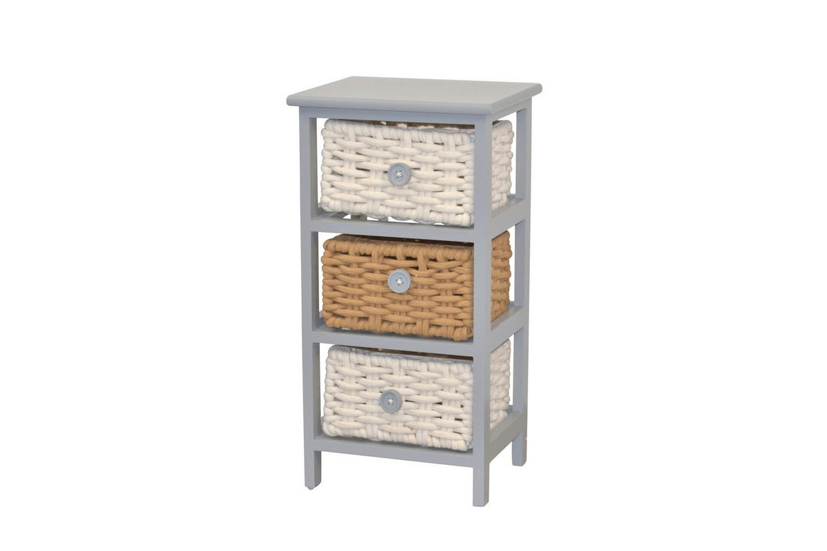 KOMMODE , , 3 Schublade(n)  - Creme/Hellgrau, Design, Holz/Textil (25/30/58cm) - MID.YOU