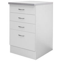 SCHUBKASTENUNTERSCHRANK 50/85/60 cm  in Weiß  - Edelstahlfarben/Hellgrau, Holzwerkstoff/Kunststoff (50/85/60cm) - FlexWell