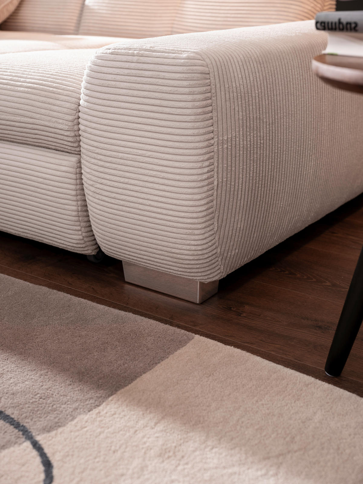 ECKSOFA Hellgrau Cord  - Chromfarben/Hellgrau, Design, Kunststoff/Textil (212/292cm) - SetOne by Musterring