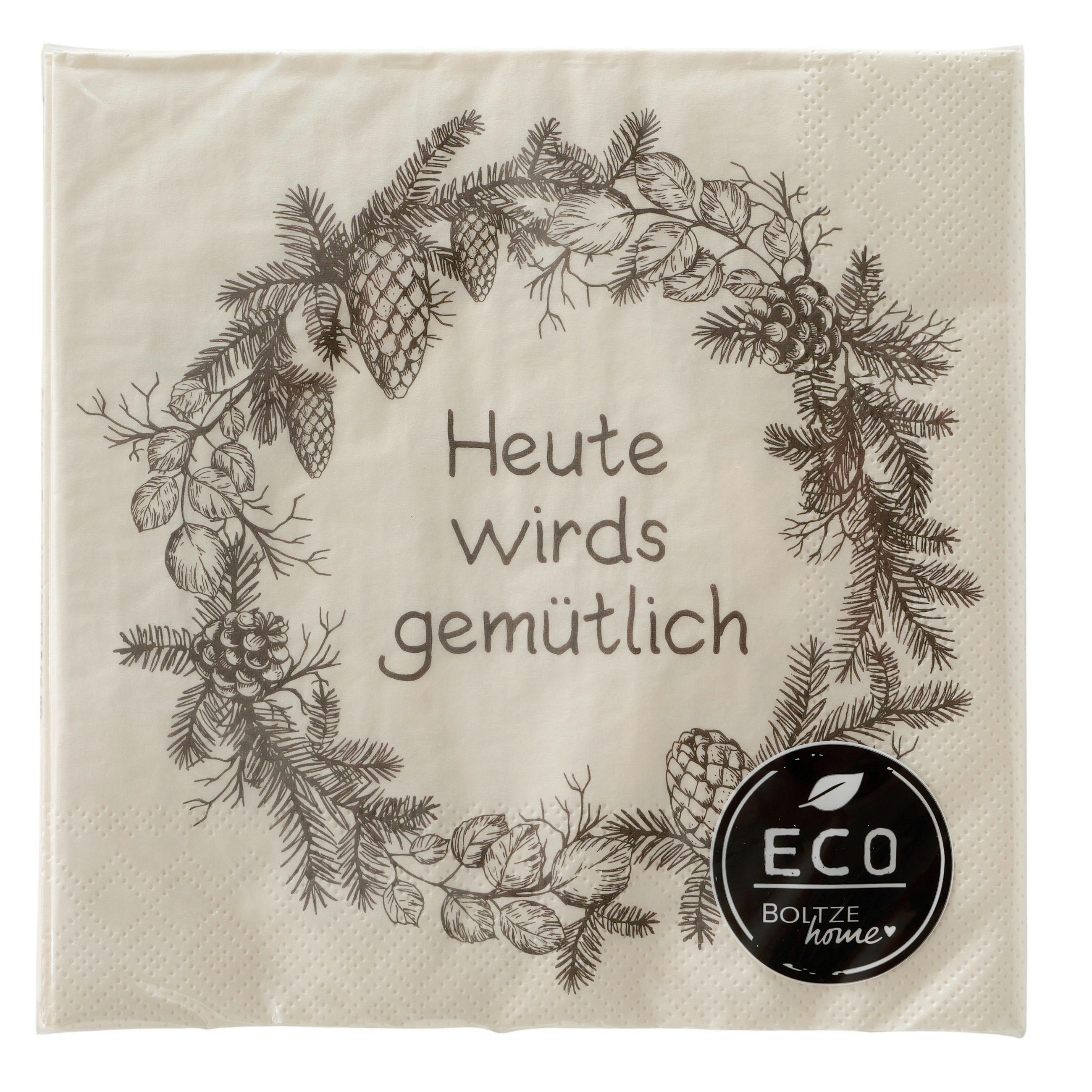 SERVIETTE    - Creme/Braun, LIFESTYLE, Papier (16,5/16,5/3cm)