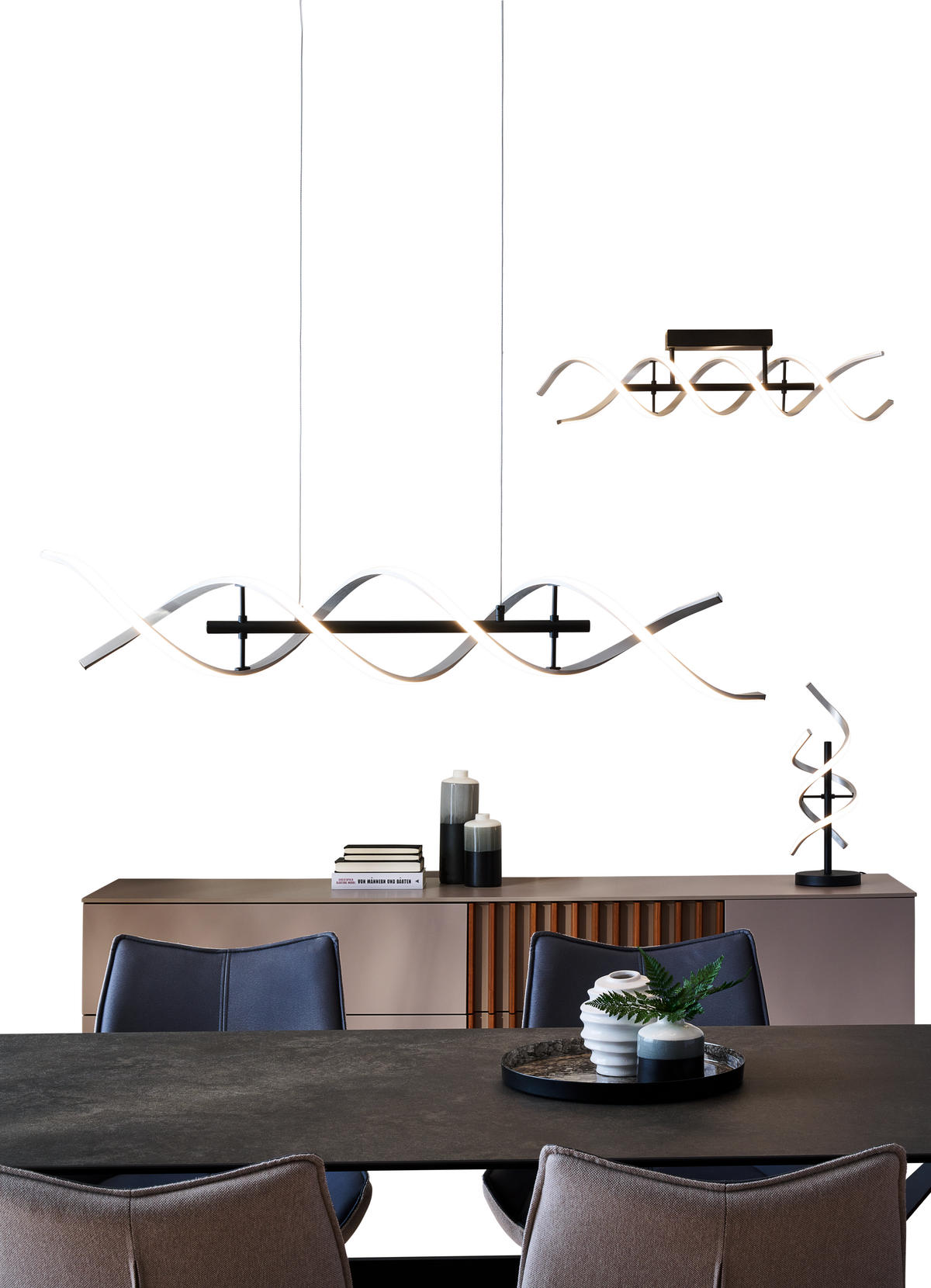 LED-HÄNGELEUCHTE 104,5/16/150 cm    - Schwarz/Alufarben, Design, Metall (104,5/16/150cm)