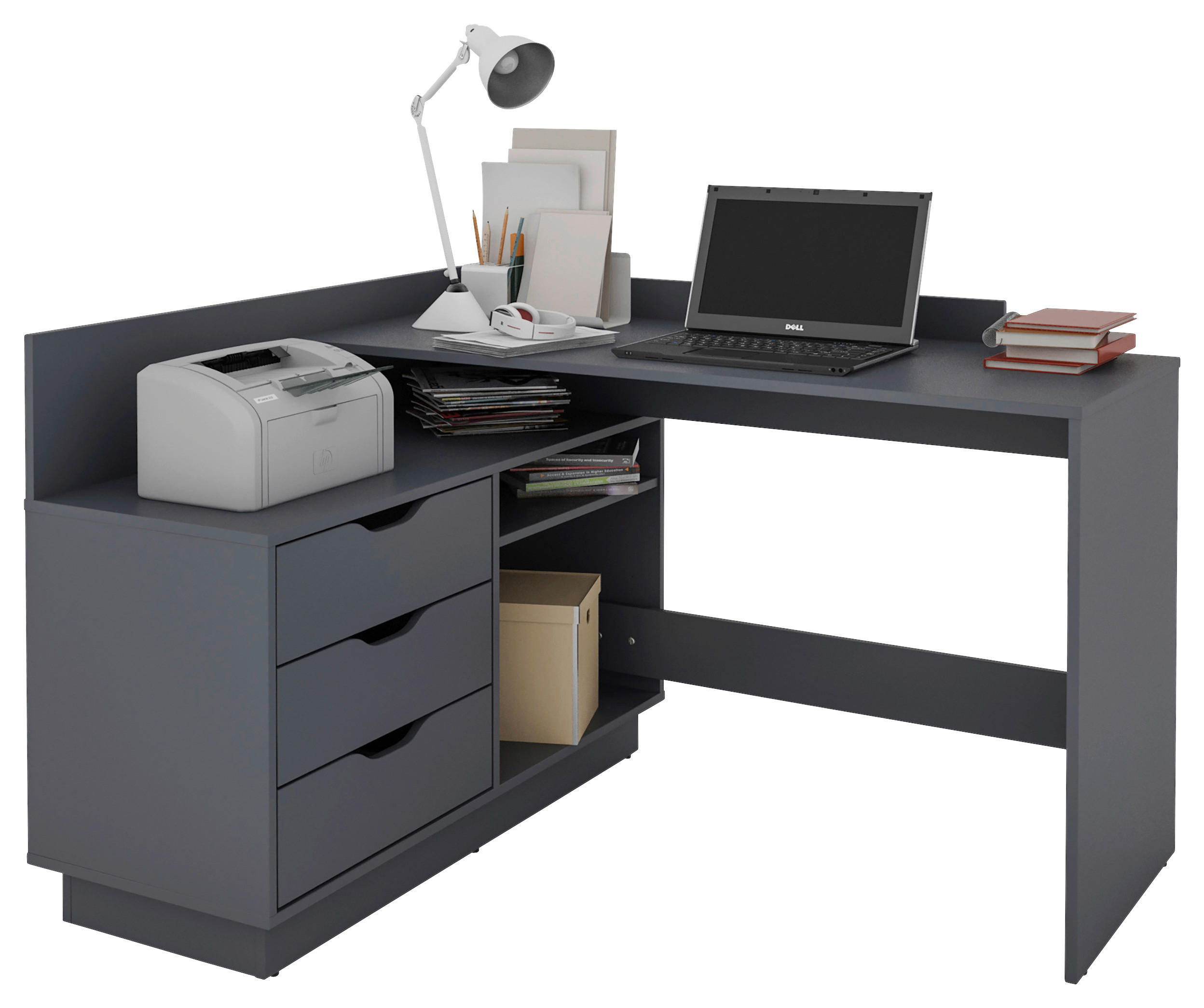 ECKSCHREIBTISCH 129/83,5/105 cm  in Anthrazit  - Anthrazit, Basics, Holzwerkstoff (129/83,5/105cm) - MID.YOU