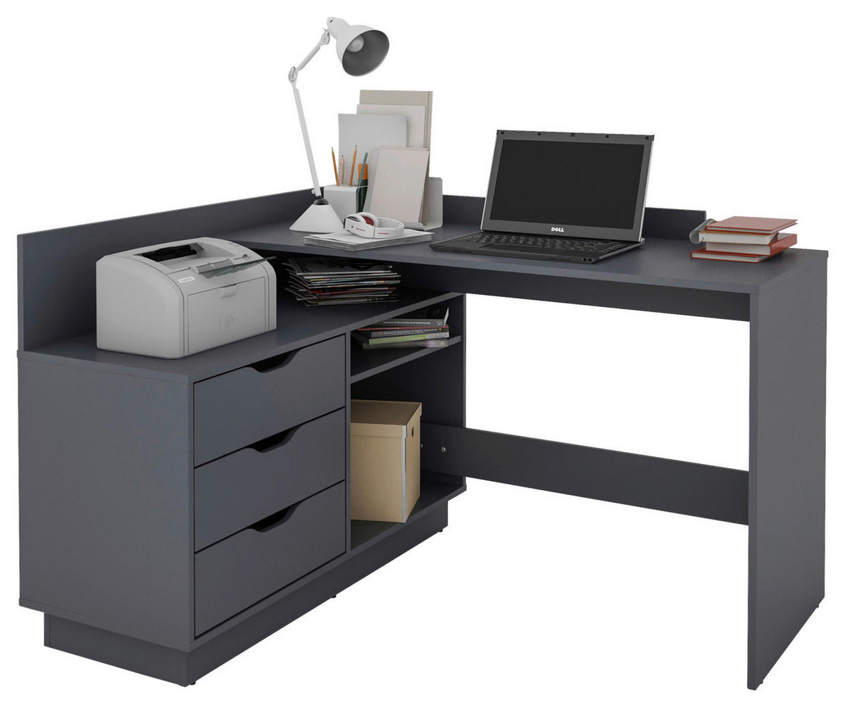 ECKSCHREIBTISCH 129/83,5/105 cm  in Anthrazit  - Anthrazit, Basics, Holzwerkstoff (129/83,5/105cm) - MID.YOU