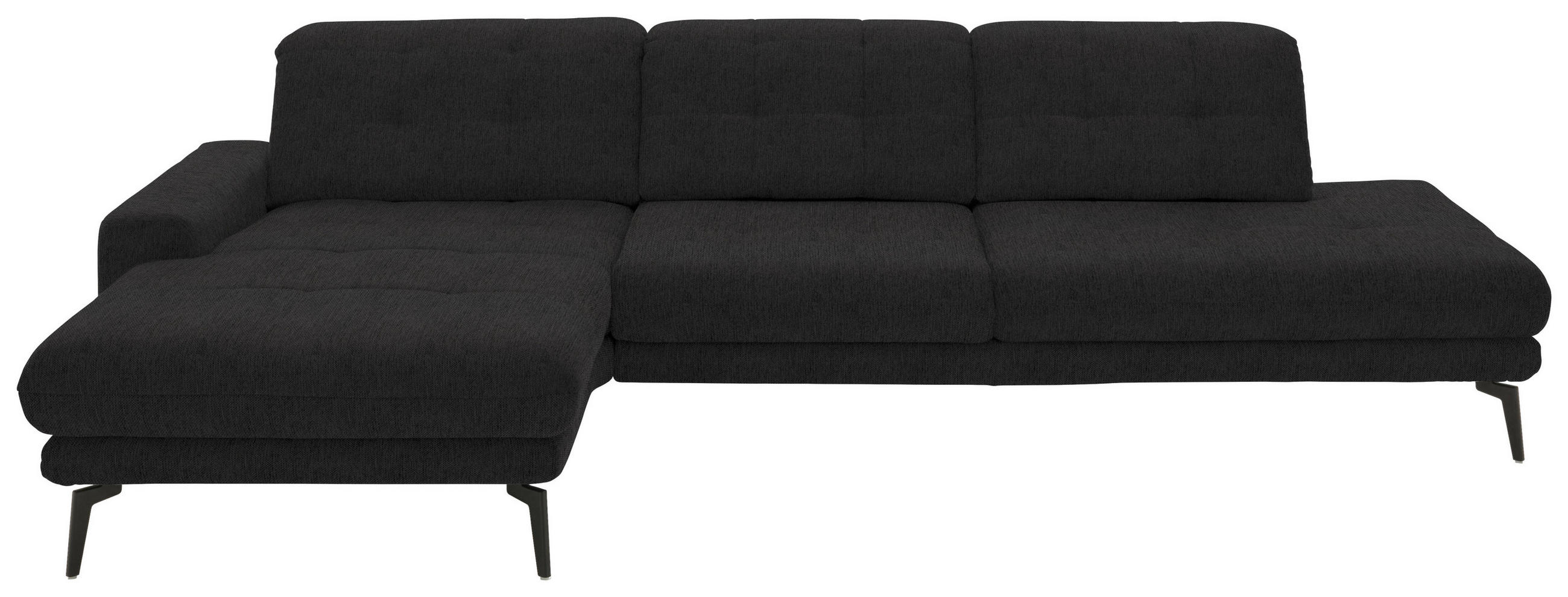 ECKSOFA in Flachgewebe Anthrazit  - Anthrazit/Schwarz, Design, Textil/Metall (190/309cm) - Beldomo Style