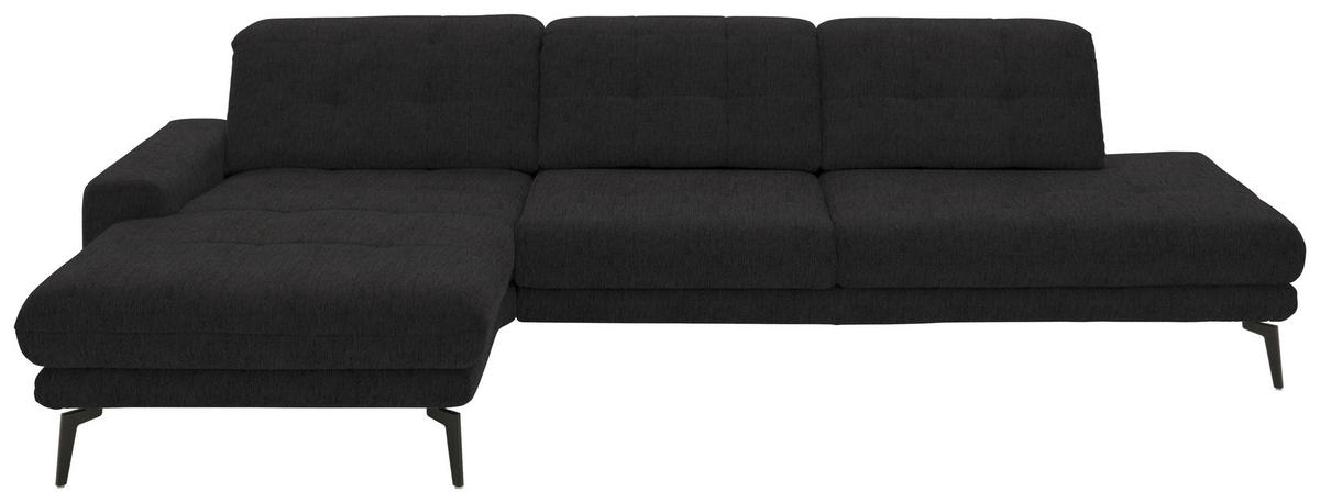 ECKSOFA in Flachgewebe Anthrazit  - Anthrazit/Schwarz, Design, Textil/Metall (190/309cm) - Beldomo Style