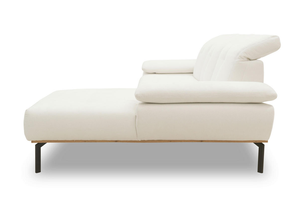 ECKSOFA Weiß Mikrofaser  - Wildeiche/Schwarz, Design, Textil/Metall (242/170cm) - MID.YOU