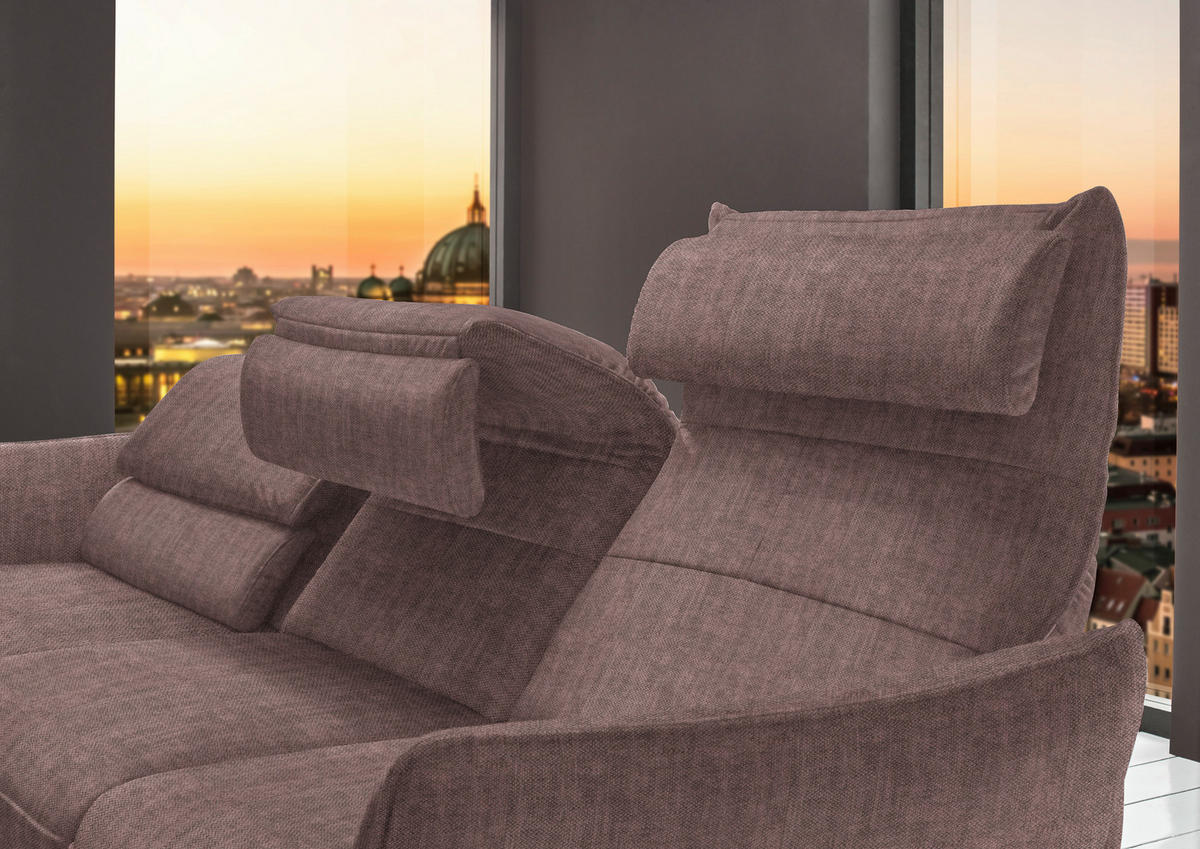 ECKSOFA in Velours Braun  - Schwarz/Braun, Design, Textil/Metall (153/283cm) - Valdera