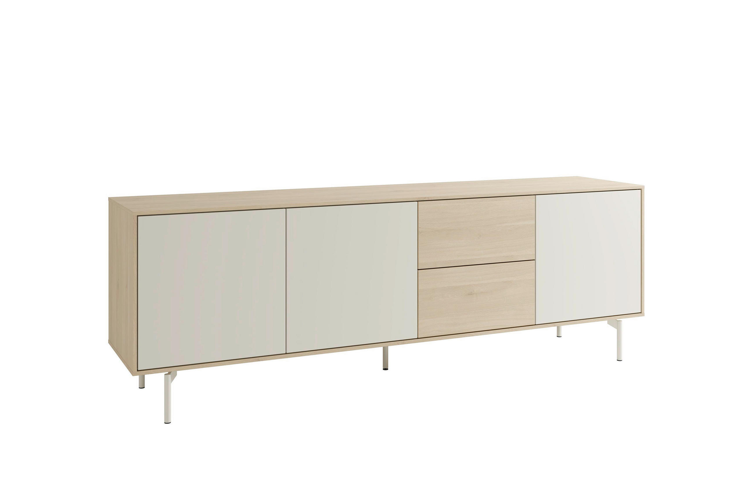 Schöner Wohnen Sideboard Laboe Eiche Bianco, Seidengrau 197x67x41 cm