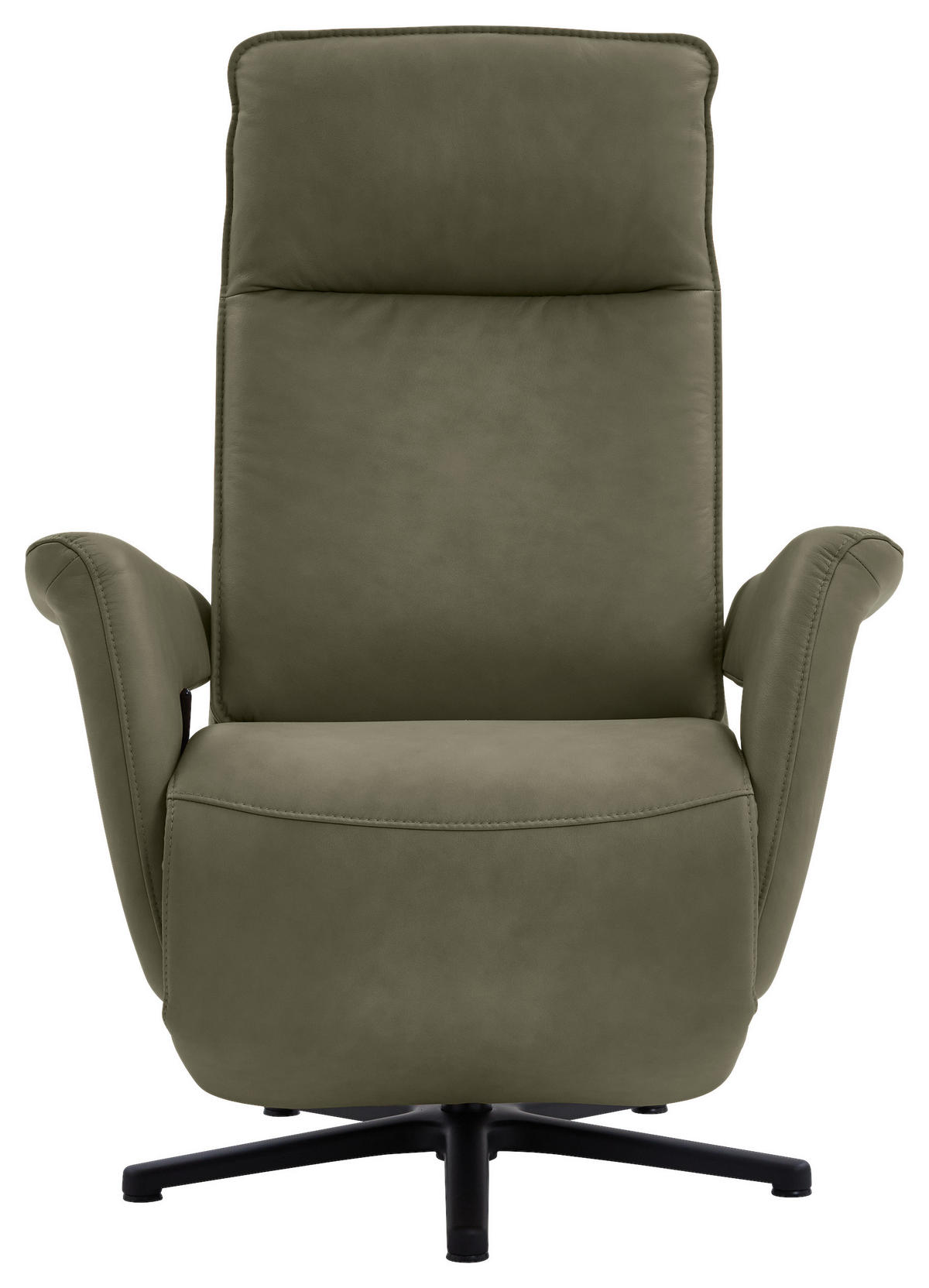 RELAXSESSEL in Leder Grau, Grün  - Schwarz/Grau, Design, Leder/Metall (83/112/87-174cm) - Valdera