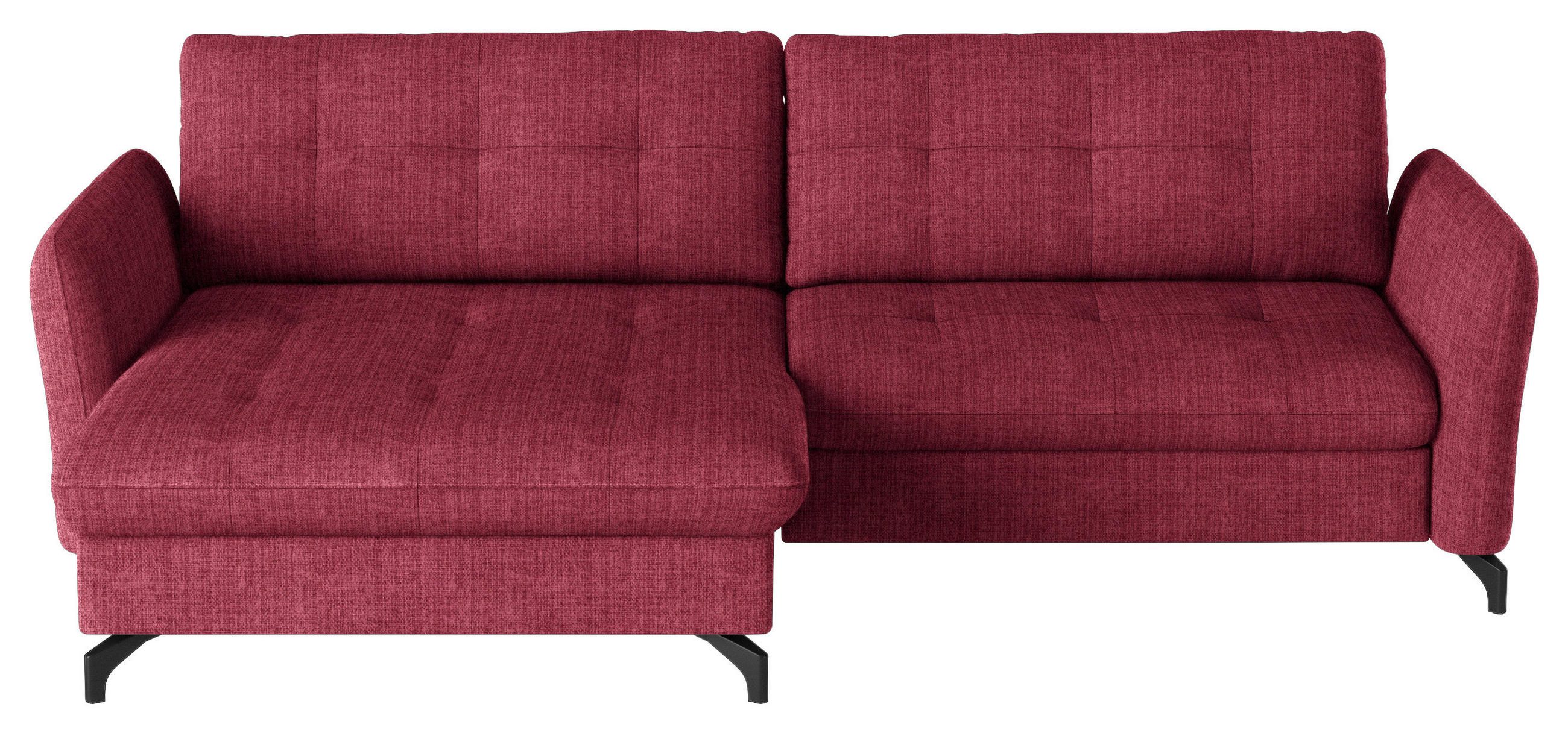 ECKSOFA in Flachgewebe, Leinenoptik Rot  - Rot/Schwarz, Design, Textil/Metall (170/242cm) - Xora