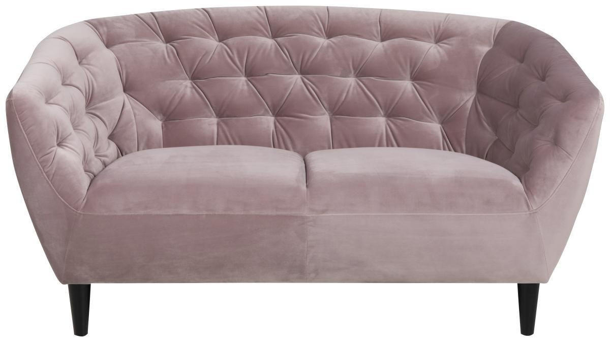 CHESTERFIELD-SOFA Rosa Samt  - Schwarz/Rosa, Trend, Holz/Textil (150/78/84cm) - Ambia Home