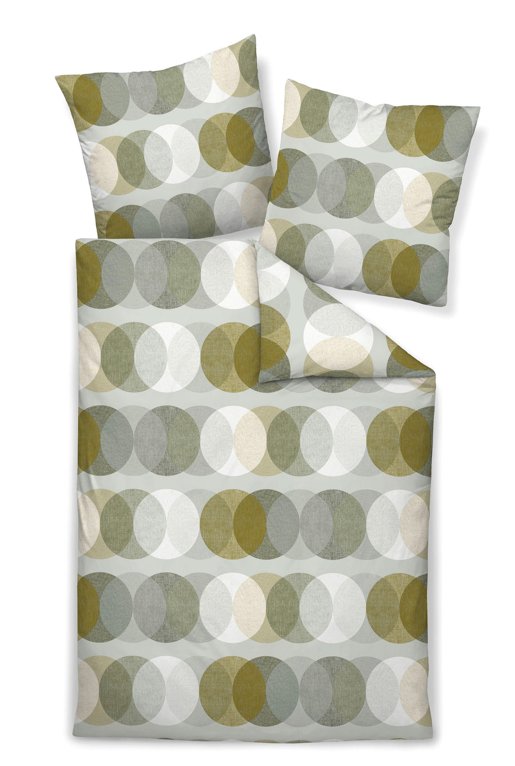 BETTWÄSCHE Palermo Makosatin 155/220 cm  - Dunkelgrün/Hellgrün, Basics, Textil (155/220cm) - Janine