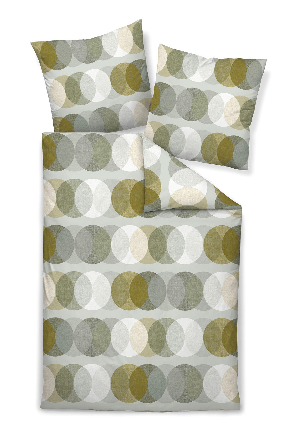 BETTWÄSCHE Palermo Makosatin 155/220 cm  - Dunkelgrün/Hellgrün, Basics, Textil (155/220cm) - Janine