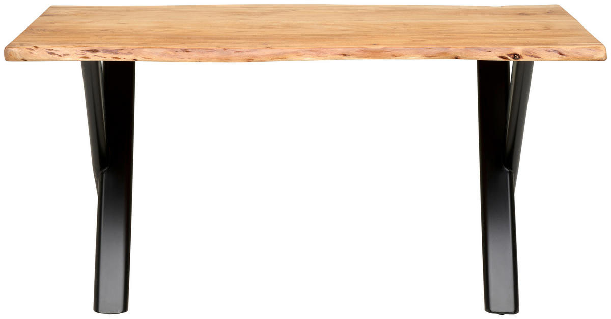 ESSTISCH 160/90/76 cm Echtholz  Holz rechteckig Naturfarben  - Schwarz/Naturfarben, MODERN, Holz/Metall (160/90/76cm) - P & B