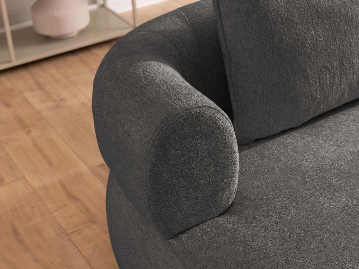 3-SITZER-SOFA Chenille Anthrazit  - Anthrazit/Schwarz, Design, Kunststoff/Textil (200/76/96cm) - Livetastic