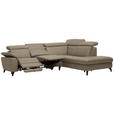 ECKSOFA in Echtleder Braun  - Schwarz/Braun, Design, Leder/Metall (285/239cm) - Cantus